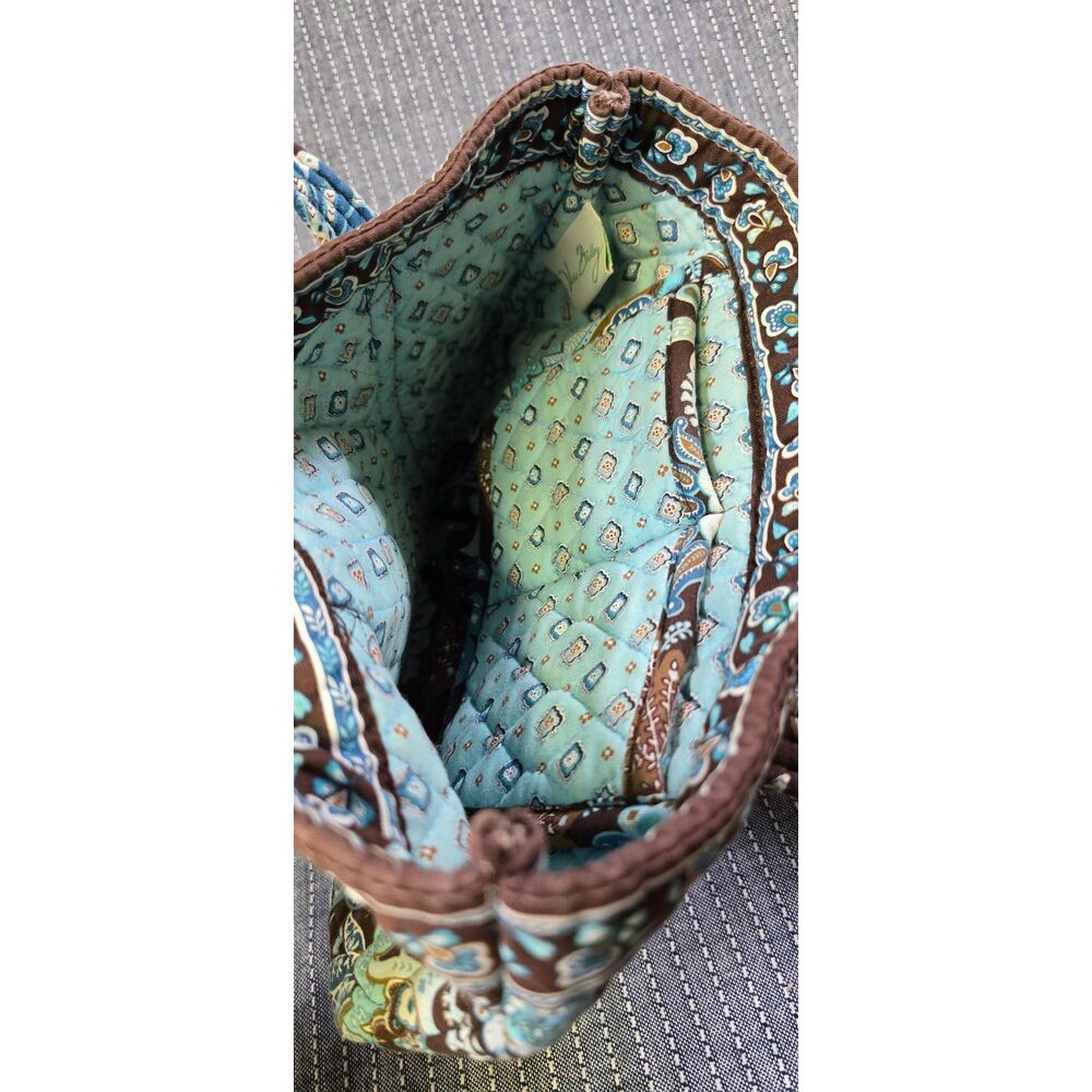 Vera Bradley Small Toggle Tote Bag Java Blue Pais… - image 7